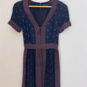 French Connection Navy Floral Mini Dress Size 4 Y2K Romantic Cottagecore